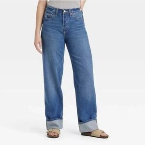 NWT Universal Thread Cuffed Mid Rise 90s Baggy Jeans Womens Size 12L